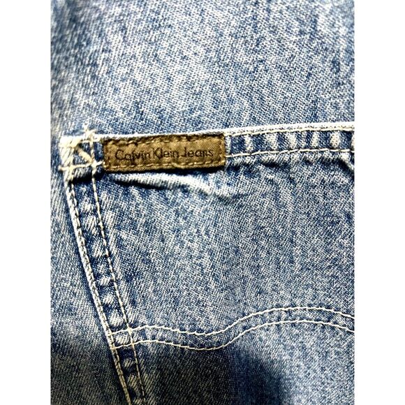 VTG Calvin Klein overall jeans denim light blue 100% cotton wash casual women M - Picture 5 of 7